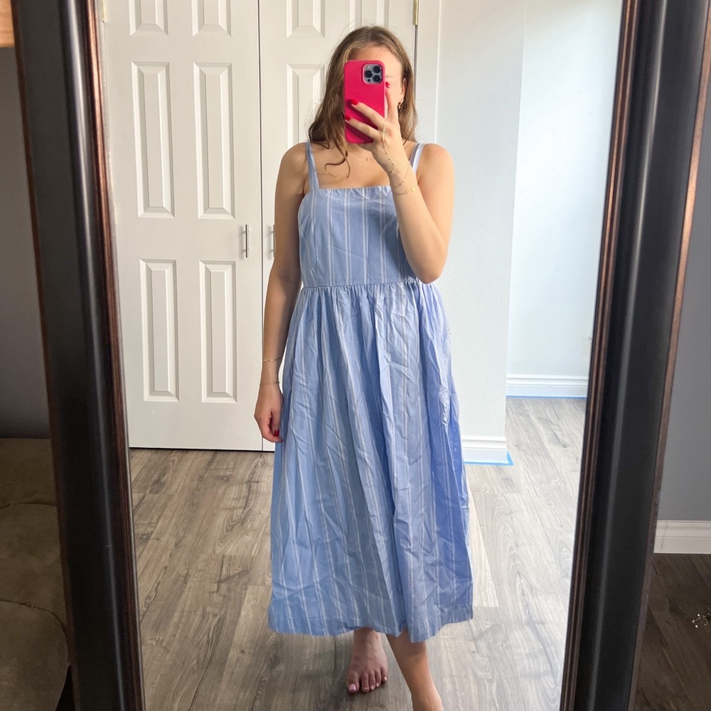 Stipped blue dress size L